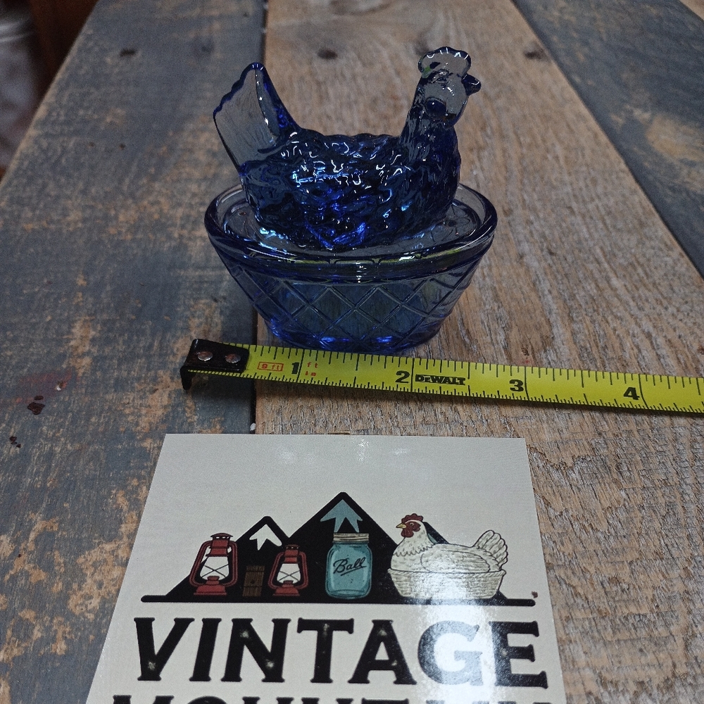 Cobalt Blue Glass Hen on Nest Salt Cellar